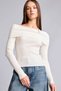 Ultra Soft Fitted Off-The-Shoulder Ribbed Ecru Women's Sweater H2387Ax/Er105
