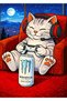Gaming Cat and Monster Metal Poster - Magnetic Wall Art Print