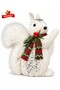 Luxurious New Year Squirrel Figure with White Feathered Sequined Body and Scarf Detail, Decorative Christmas Ornament, Luxurious New Year Ornament