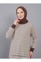 Cuff Detail Striped Tunic-Brown - 2