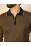 Slim Fit Polo Collar Half Zip Wool Knitwear Men's Sweater Brown T20334-03 - 2