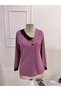 Women's Long Sleeve Asymmetrical Collar Detailed Buttoned Imported Crepe Blouse - 4