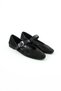 Black Women's Genuine Leather Snake Patterned Buckle Mary Jane Ballerina Shoes - 2