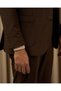 Slim Fit Mono Collar Velvet Thin Twill Men's Suit Brown T20178-03 - 6