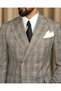 Slim Fit Double-Breasted Pointed Collar Plaid Wool Men's Suit Gray T20325-04 - 2
