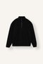 Men's Boxy Fit High Collar Half Zipper Fleece Sweatshirt Black - 7