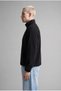 Men's Boxy Fit High Collar Half Zipper Fleece Sweatshirt Black - 3