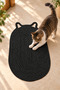Patiloop Cat Scratching Mat 35X65 Cm, Ear-Detailed Knitted Cat Mat, Straw Jute Rope, Suitable for Home Use, Decorative Natural-Looking Cat Scratcher and Paw Play Mat, Pet Product