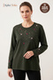 Women's Winter Heart Garden Pattern Embroidered Collar and Sleeves, Stoned Clover Fabric Mother Combed Cotton Blouse
