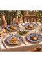 Tile Patterned 25 cm Porcelain Flat Serving Plate for 4 People - 5