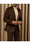 Slim Fit Mono Collar Velvet Thin Twill Men's Suit Brown T20178-03