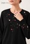 Women's Winter Heart Garden Pattern Embroidered Collar and Sleeves, Stoned Clover Fabric Mother Combed Cotton Blouse - 3