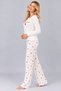 Women's Waffle Fabric Printed Patterned Crew Neck Long Sleeve Relaxed Cut Pajama Set - 3