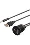 USB 2.0 & 3.5mm AUX Extension Mount Dash Mount Flush Mount Panel Mount Cable for Car Boat Motorcycle Waterproof Cord - 1 meter