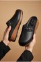 Women's Leather Look, Closed Toe, Wedge Heeled, Home and Outdoor Slippers - 6