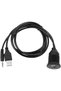 USB 2.0 & 3.5mm AUX Extension Mount Dash Mount Flush Mount Panel Mount Cable for Car Boat Motorcycle Waterproof Cord - 1 meter - 2