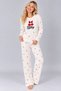 Women's Waffle Fabric Printed Patterned Crew Neck Long Sleeve Relaxed Cut Pajama Set - 2