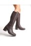 Women's Brown Buckle-Heeled Diving Fabric Boots - 3