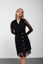 Black Double-Breasted Lace Sleeve Jacket Dress - 5