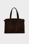 Genuine Leather Large Size Shoulder Bag - Brown