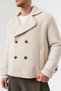 Ravello Bearded Fabric Textured Buttoned Double-Breasted Collar Men's Coat - 2