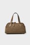 Cylinder-Shaped Hand and Shoulder Bag-Mink