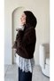 Women's Lace Detailed V-Neck Hijab Knitwear Cardigan - Brown - 3