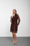 Brown Double-Breasted Lace Sleeve Jacket Dress - 4