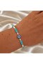 Friendship Bracelet 2 Pieces Turquoise Color Faceted Pearl Detailed Adjustable Macrame Cord Zircon Stone White Blue Evil Eye Beaded Cord Bracelet (Shipped with a Single Jewelry Box) - 2