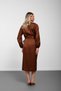 Brown Degaje Collar Tie-Front Floral Detailed Midi Dress - 7