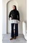 Women's Lace Detailed V-Neck Hijab Knitwear Cardigan - Black