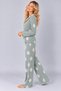 Women's Waffle Textured Buttoned Shirt Collar Long Sleeve Patterned Relaxed Cut Pajama Set - 3