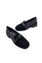 Genuine Leather and Genuine Suede Leather 4 cm Low Heel Women's Black Loafer Shoes - 5