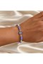 Friend Bracelet Light Purple Color Faceted Cut Pearl Detailed Adjustable Macrame String Zircon Stone White Blue Evil Eye Beaded String Bracelet (Shipped with Jewelry Box)