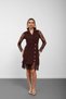 Brown Double-Breasted Lace Sleeve Jacket Dress