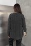 Women's Anthracite Hair Knit Crew Neck Oversize Long Sleeve Knitwear Sweater (Length 70 cm) - 8