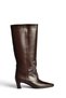 Z654380203 Brown Genuine Leather Thick Heeled Women's Boots - 4