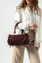 Mark Model Suede Burgundy Women's Hand and Shoulder Bag