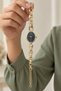 Kelyn Women's Gold Color Navy Blue Oval Dial Chain Cord Stylish Wristwatch - 8