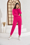 Fuchsia Two-Yarn Oversize Hooded Sweatshirt with Pockets - 2