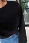 Wide Sleeve Black Cotton Basic Tshirt - 2