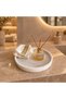 White Marble Round Presentation Tray, White Marble Bathroom Organizer & Organizer - 3