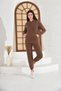 Brown Two-Strand Oversized Hooded Sweatshirt with Pockets - 2