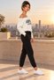 Women's One-Shoulder Open Long Sleeve Printed Shirtdress Three-Thread Blouse and Lace-Up Trousers Two-Piece Set Daily Casual Chic Set - 2