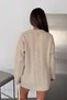 Women's Beige Knitted Crew Neck Oversize Long Sleeve Knitwear Sweater (Length 70 cm) - 6