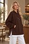 Side Zipper Detailed Hooded Shawl Collar Blouse Brown - 3