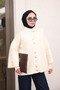 Women's Button Detailed Knitwear Angora Cardigan - Cream - 3