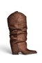 Z820931002 Brown Suede Thick Heeled Women's Boots - 5