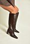 Z654380203 Brown Genuine Leather Thick Heeled Women's Boots - 2