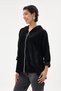 Women's Black Italian Hooded Zippered Oversize Velvet Jacket Size 38 - 44 - 2